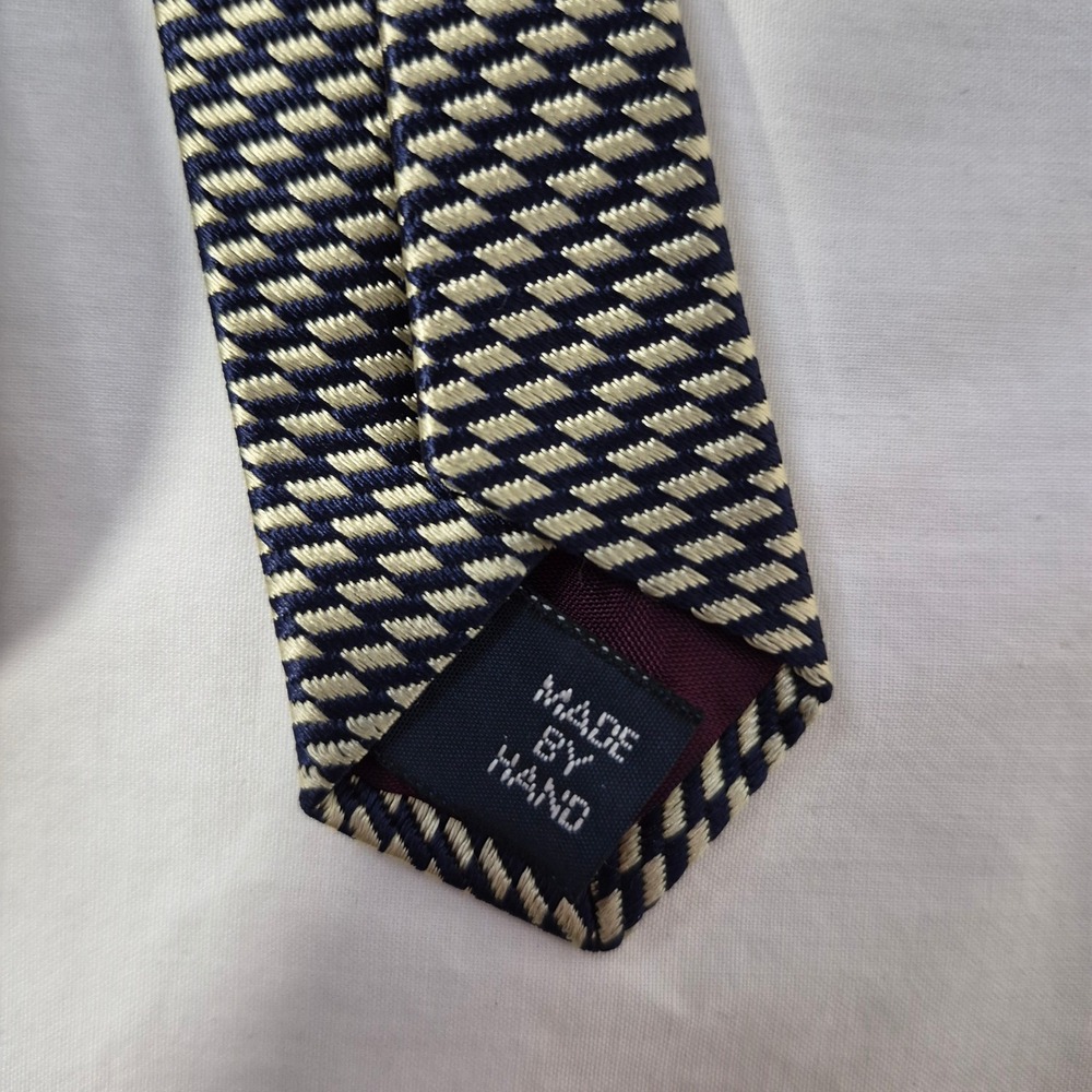 Vintage Polo Ralph Lauren Tie Mens Blue Gold Geometric Silk Luxury Designer USA - Picture 5 of 8